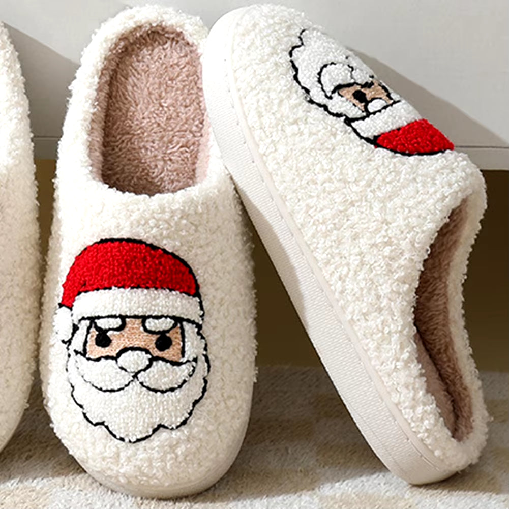 Christmas Slippers Female Home Fluffy Flip Flops Winter Women Girls Indoor Cute Deer Gingerbread Man Warm House Plush Shoes