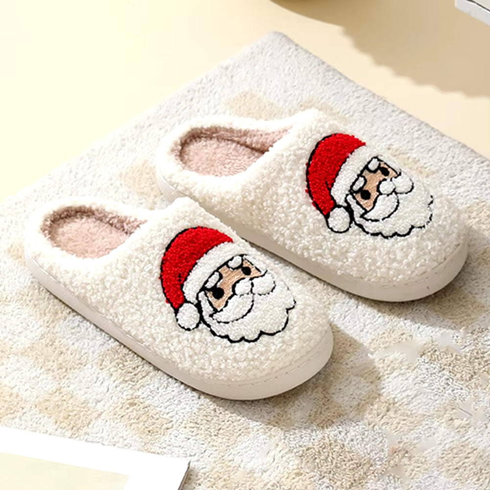 Christmas Slippers Female Home Fluffy Flip Flops Winter Women Girls Indoor Cute Deer Gingerbread Man Warm House Plush Shoes