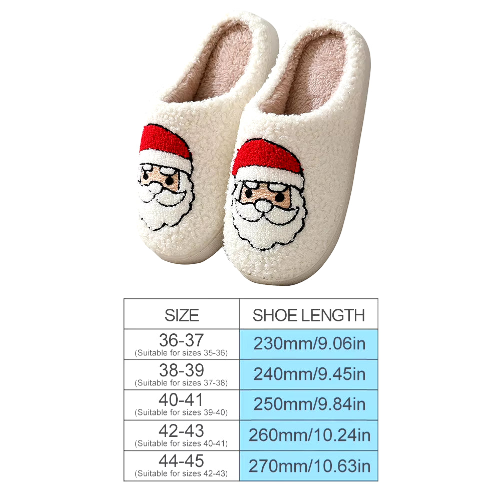 Christmas Slippers Female Home Fluffy Flip Flops Winter Women Girls Indoor Cute Deer Gingerbread Man Warm House Plush Shoes