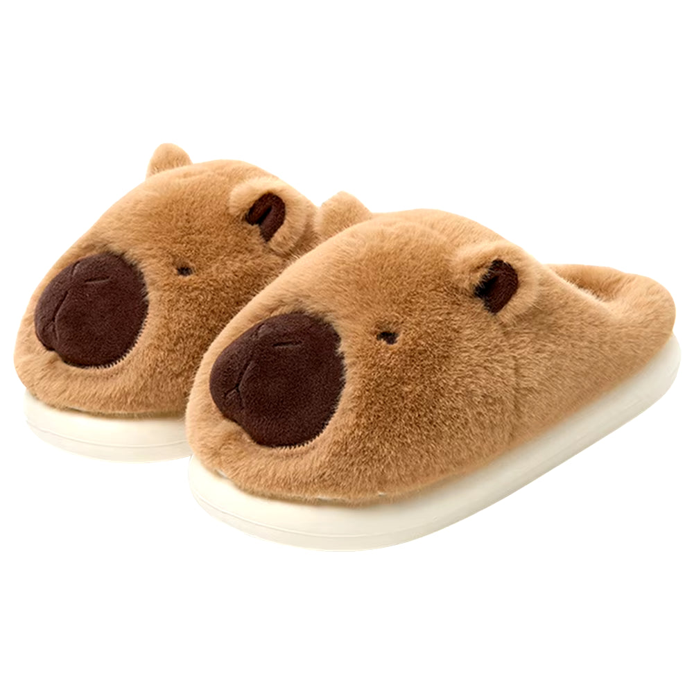 Plush Capybara Slippers Fluffy Couple Slippers Cute Furry Animal Slippers Comfortable Fuzzy Capybara Slippers for Indoor Bedroom