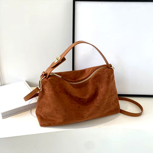 Women Suede Shoulder Bag with Inner Pocket Crossbody Bag Adjustable Strap Hobo Purse Zipper Hand Bags Casual Commuter Bag