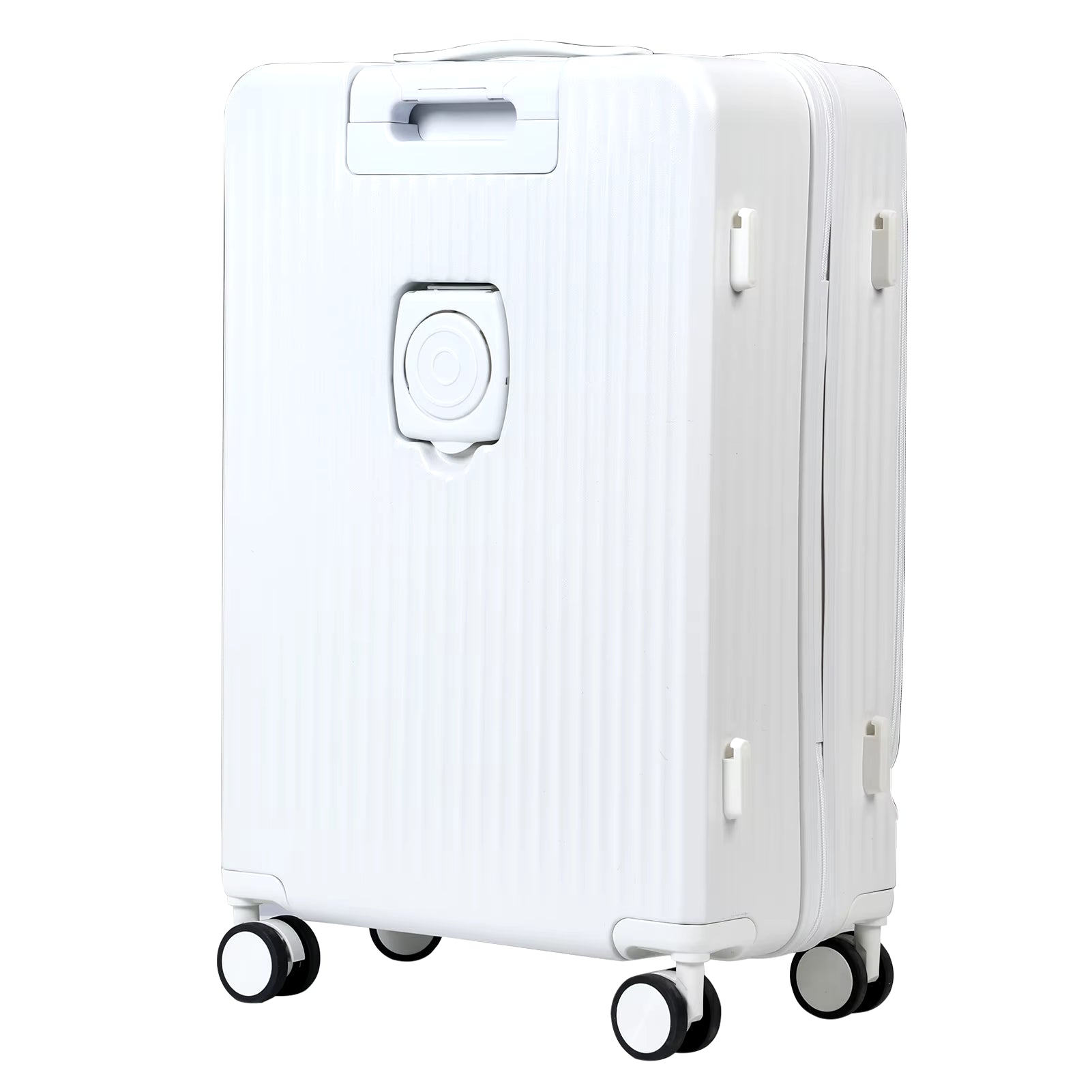 24 Inch Suitcase, Front Open Carry on Luggage, Built-In Lock Carry on Suitcase, with Cup Holder & USB Type-C Charging Port